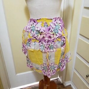 Vintage Mini Apron Frilly and Pretty Purple & Yellow Ties at Waist One S…